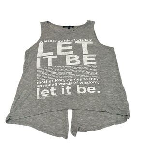 Beatles “Let it Be” lyrics size small open back  grey tank top EUC